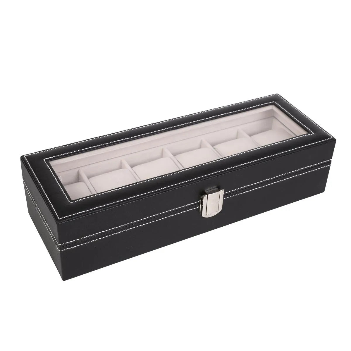 6 Slots Leather Box Watces Case
