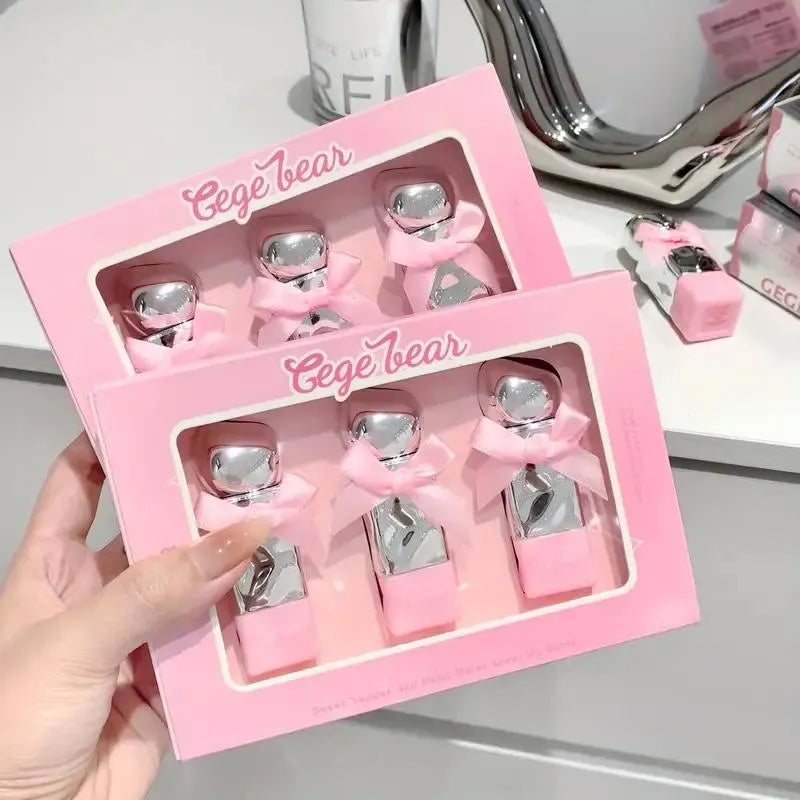 Gege Bear Bow High Quality Lip Gloss – 3 Pcs Set