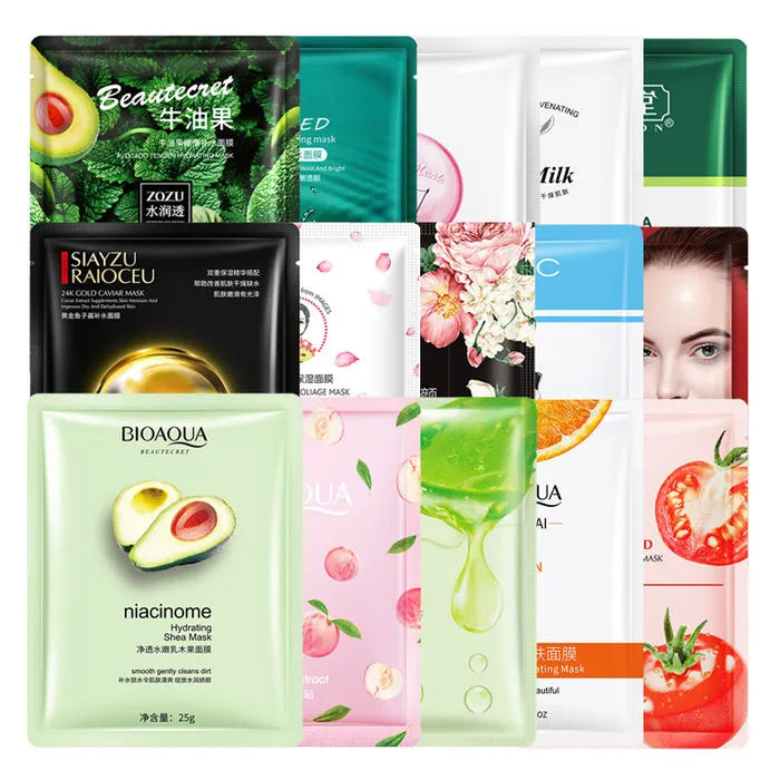 Pack Of 50 Pcs Random Moisturizing , Glowing , Anti Aging Deep Repair Sheet Masks 1x50