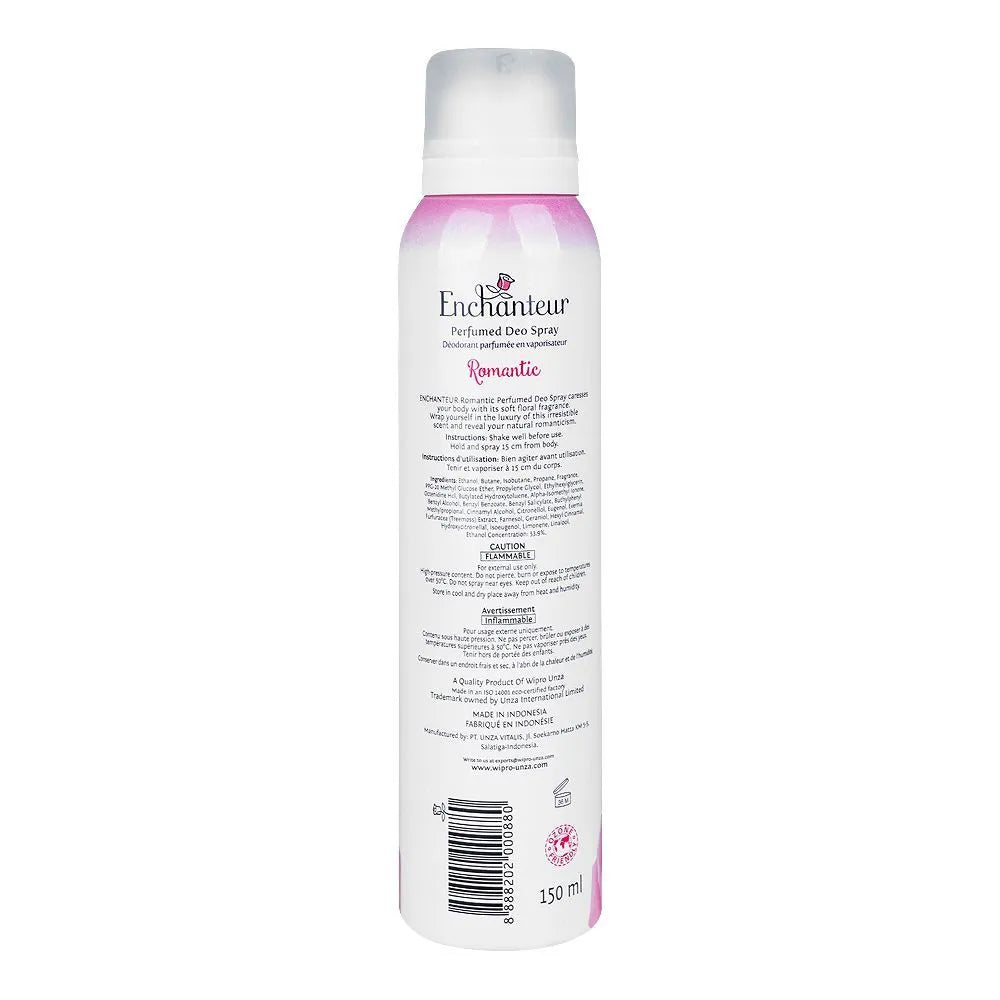 Enchanteur Romantic Perfumed Deodorant Spray, Anti-Perspirant, 24 Hours Lasting, For Women - 150ml