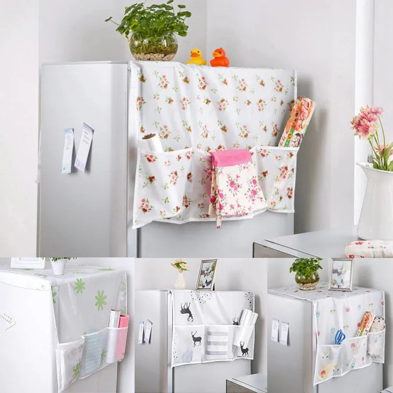 Fridge Dust Cover With Storage Pockets