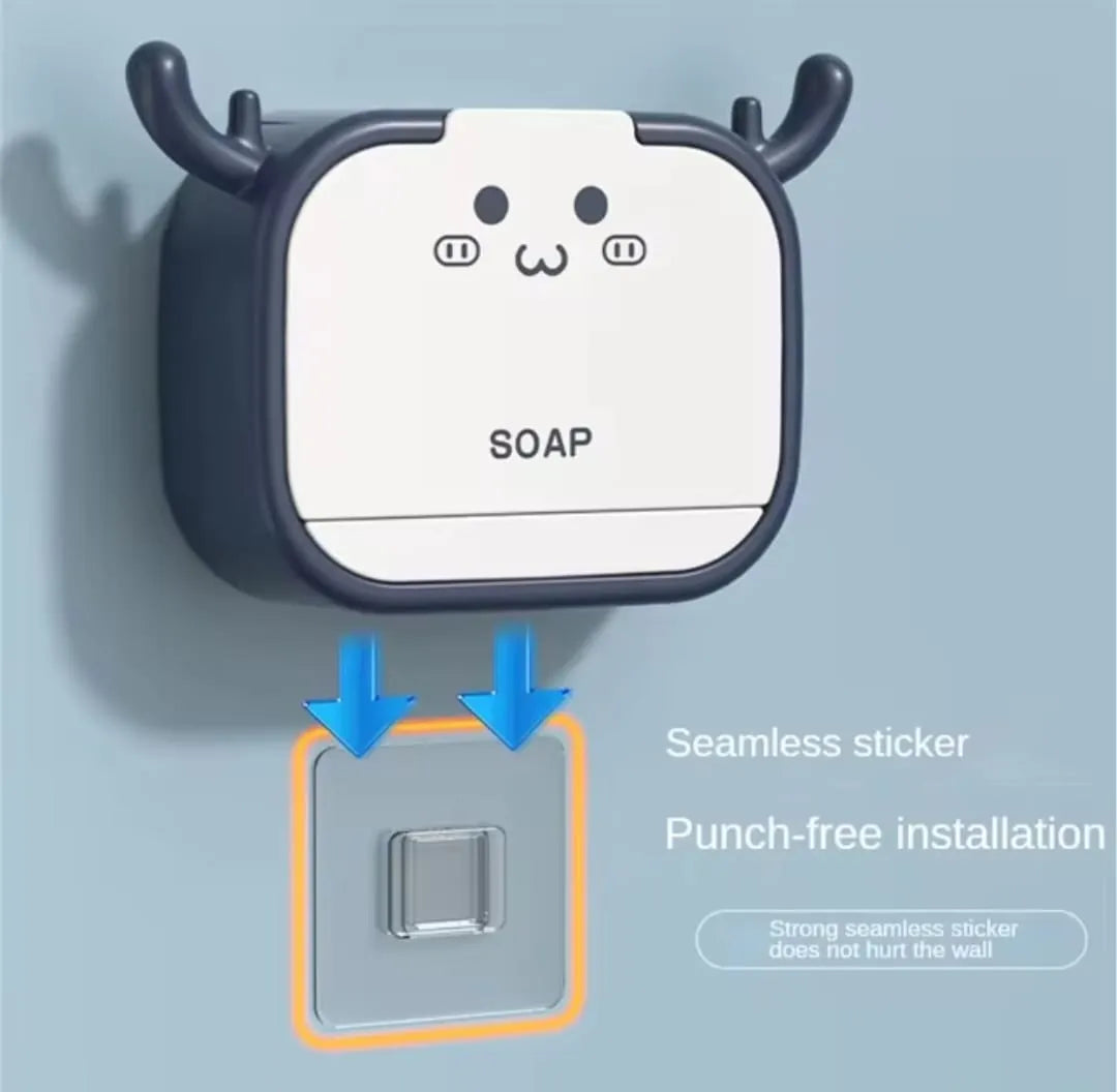 Cartoon Wall Mounted Soap Holder with Drain Drawer