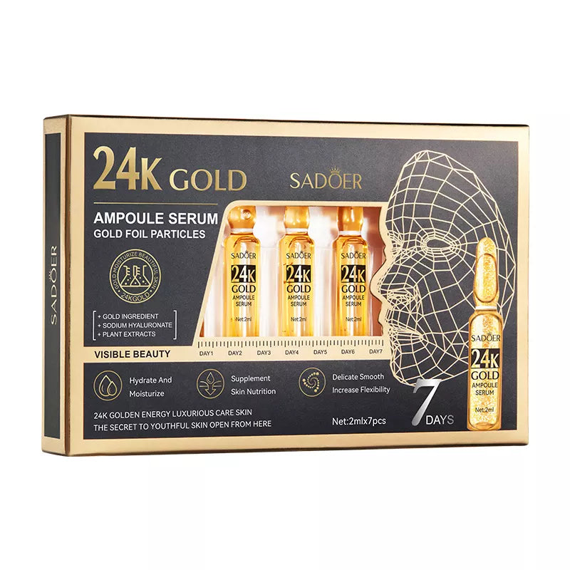 Sadoer 7Pcs Repair Tender Skin 24k Gold Ampoule Face Serum
