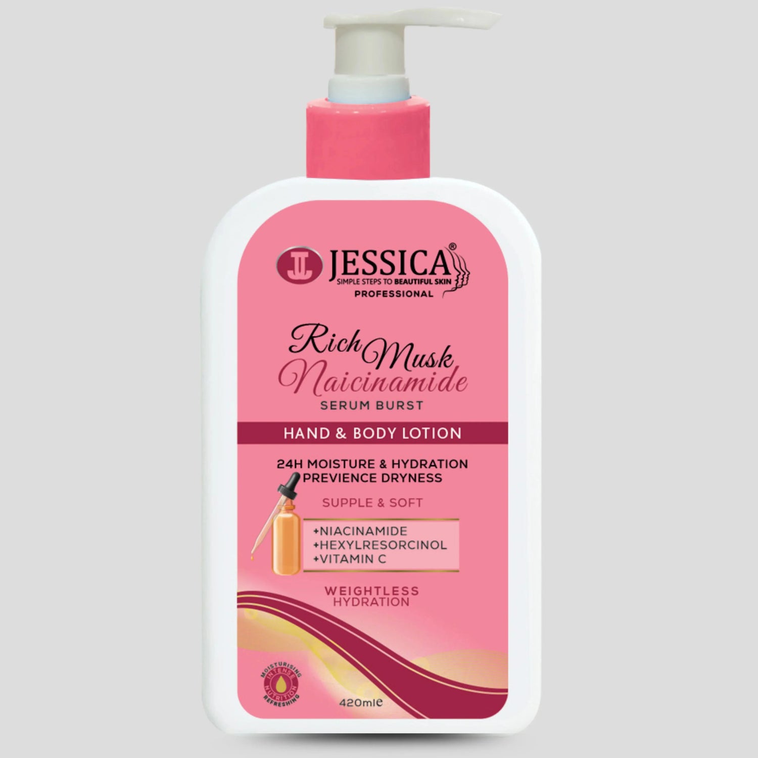 Jessica Rich Musk Niacinamide Serum Burst Hand & Body Lotion - 420ml