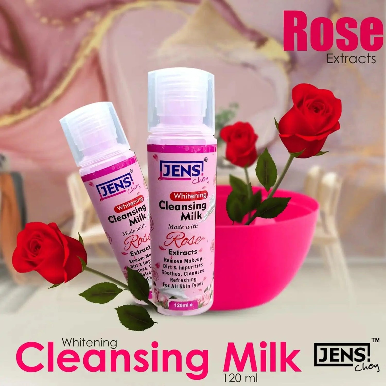 Jens Choy Whitening Cleansing Milk Enriched with Rose Extracts - 120ml