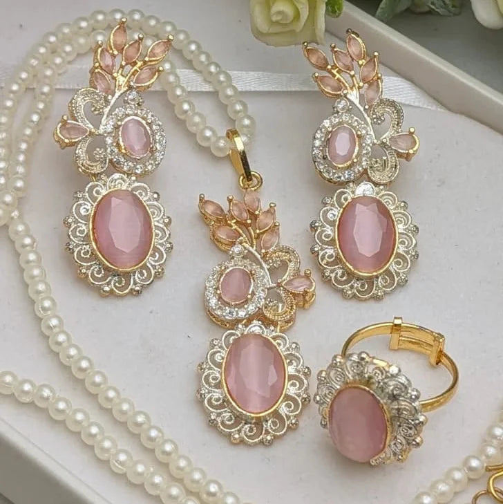 Zircon Combo Party Set – High Quality Oval Shape Jewellery