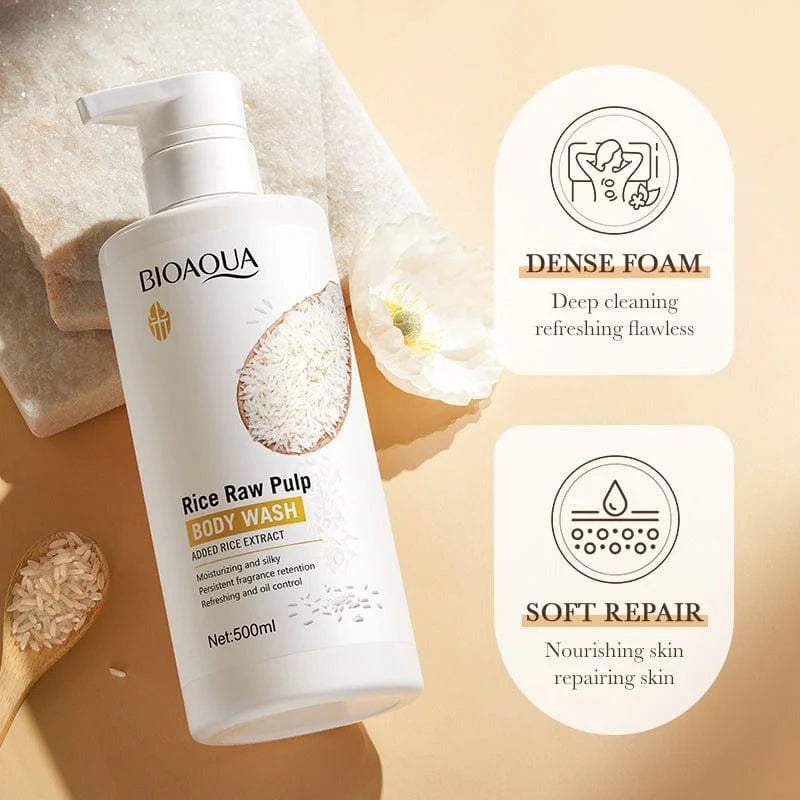 Bioaqua Rice Raw Pulp Body Wash – 500ml