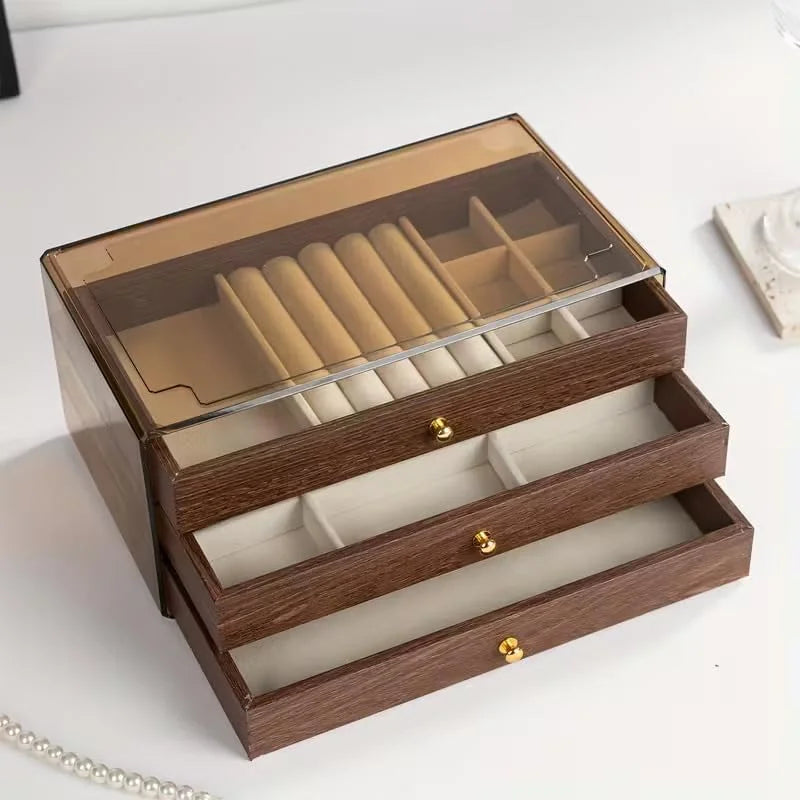 Wood 3 Drawer Jewelry Storage Organizer