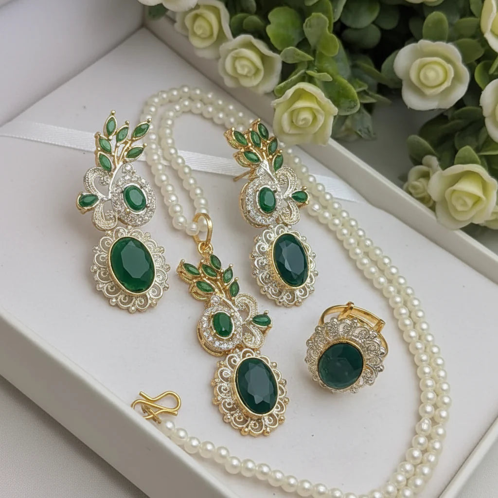 Zircon Combo Party Set – High Quality Oval Shape Jewellery