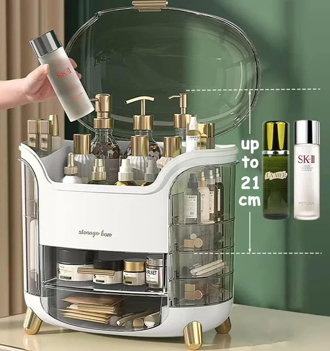 Luxury Desktop Cosmetic Organizer, Dustproof and Waterproof Makeup Vanity
