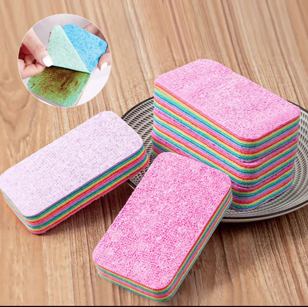 Rainbow Color Double Side Dishwashing Sponge - Each