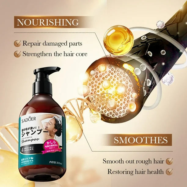 SADOER Anti Hair Loss Shampoo Anti-dandruff Hair Growth Shampoo - 300ml