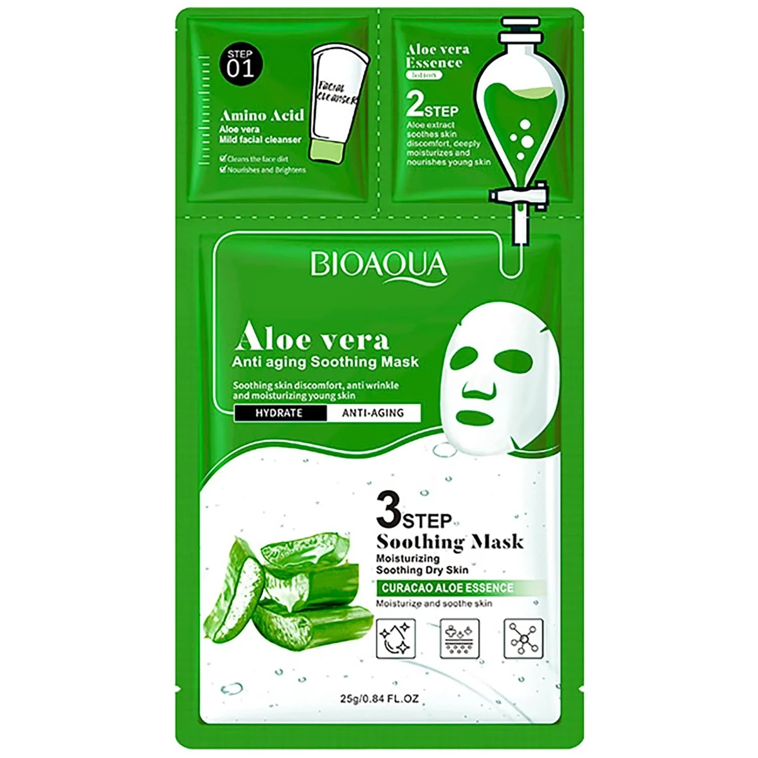 Bioaqua Aloe Vera 3 Step Soothing Facial  - 25g