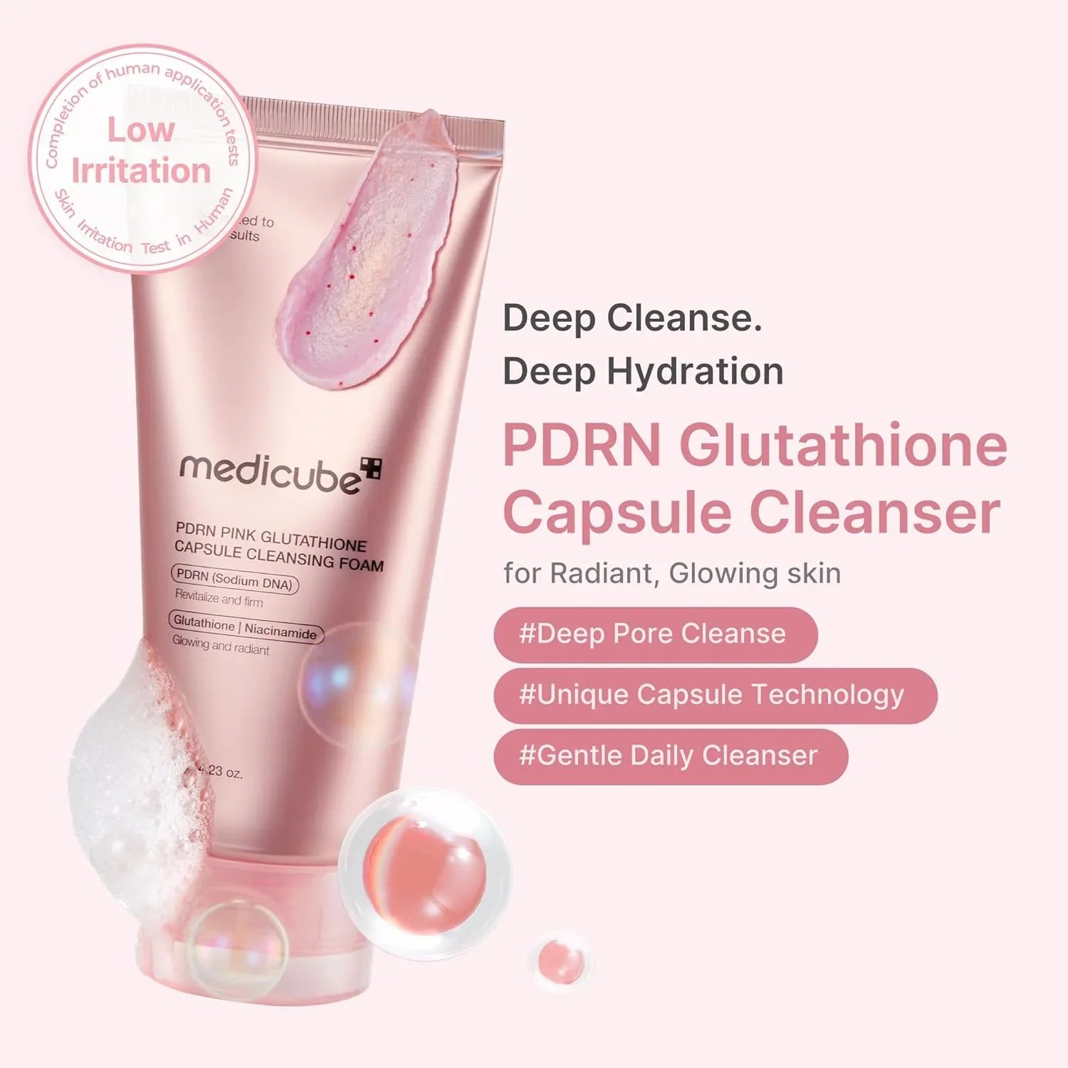 Medicube PDRN Pink Glutathione Capsule Foam Cleanser  - 120g