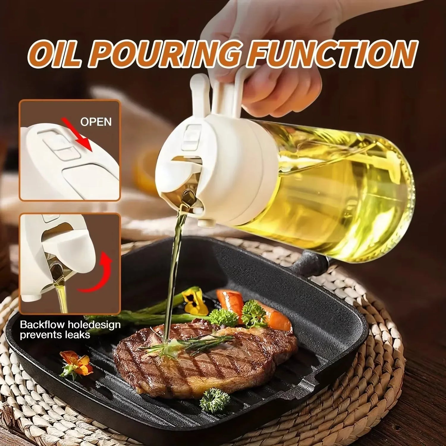Kitchen Glass Oil Sprayer Bottle - 470ml