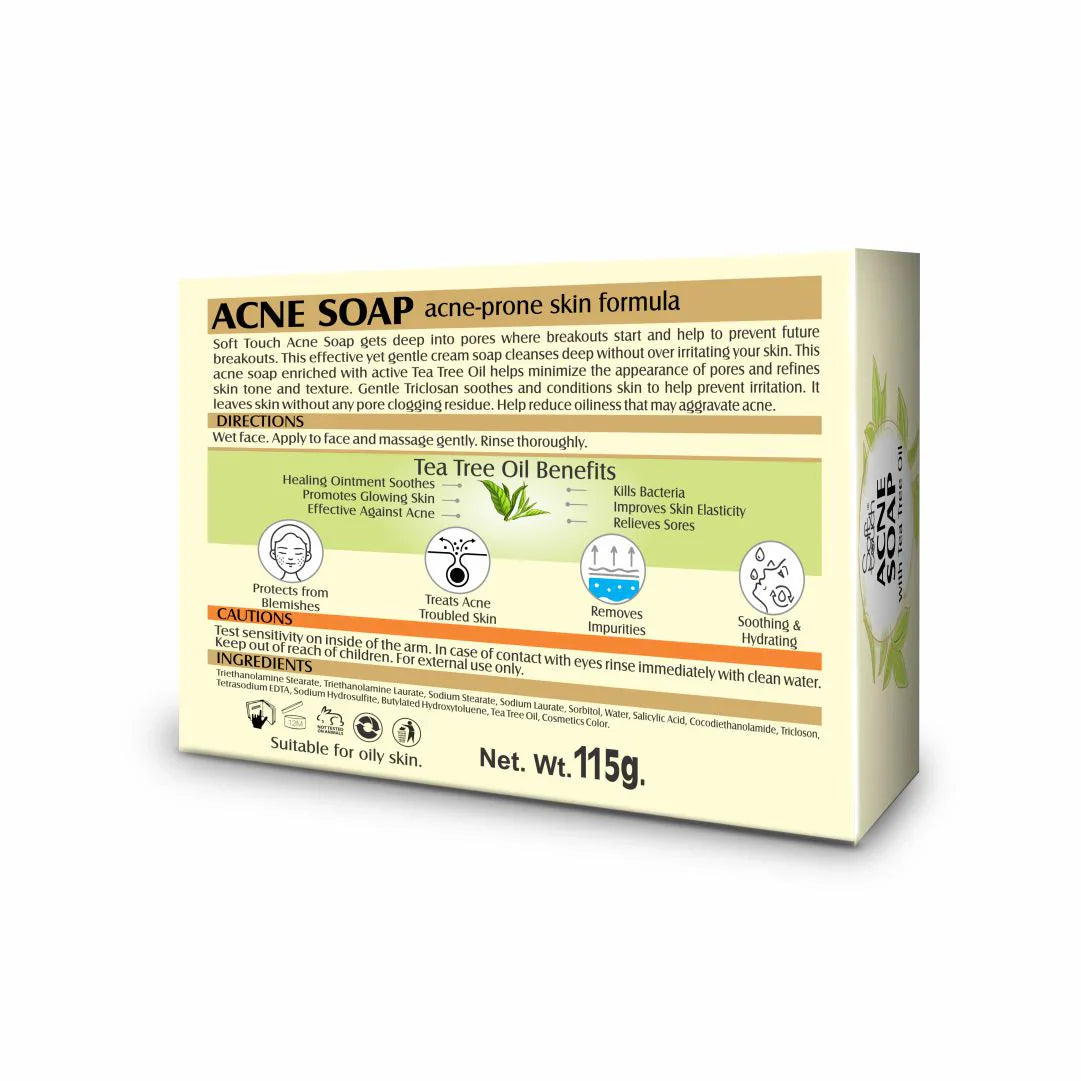 Soft Touch Acne Soap With Active Tea Tree Oil - 115gm