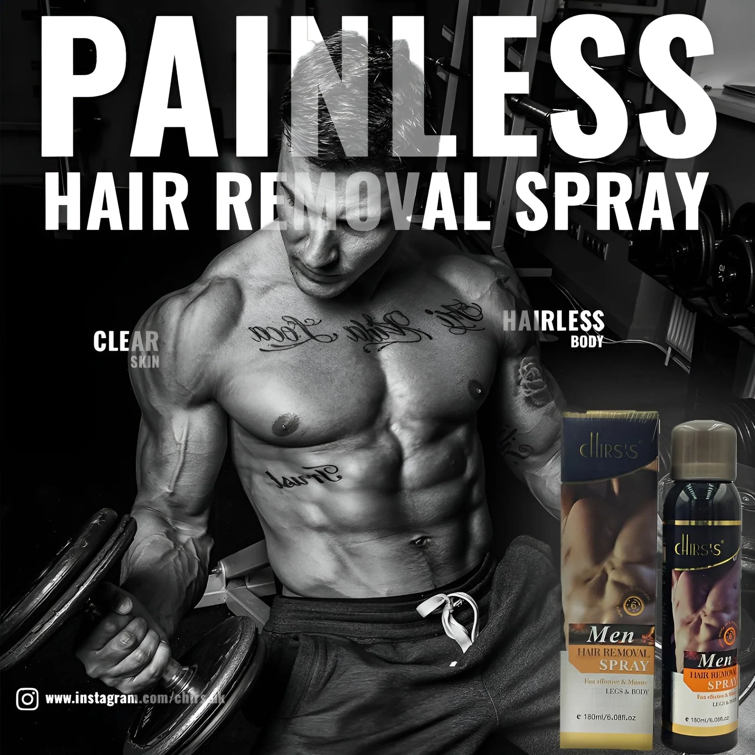 CHIRS’S Men’s Hair Remover Spray – Full Body Hair Removal Spray -180ml