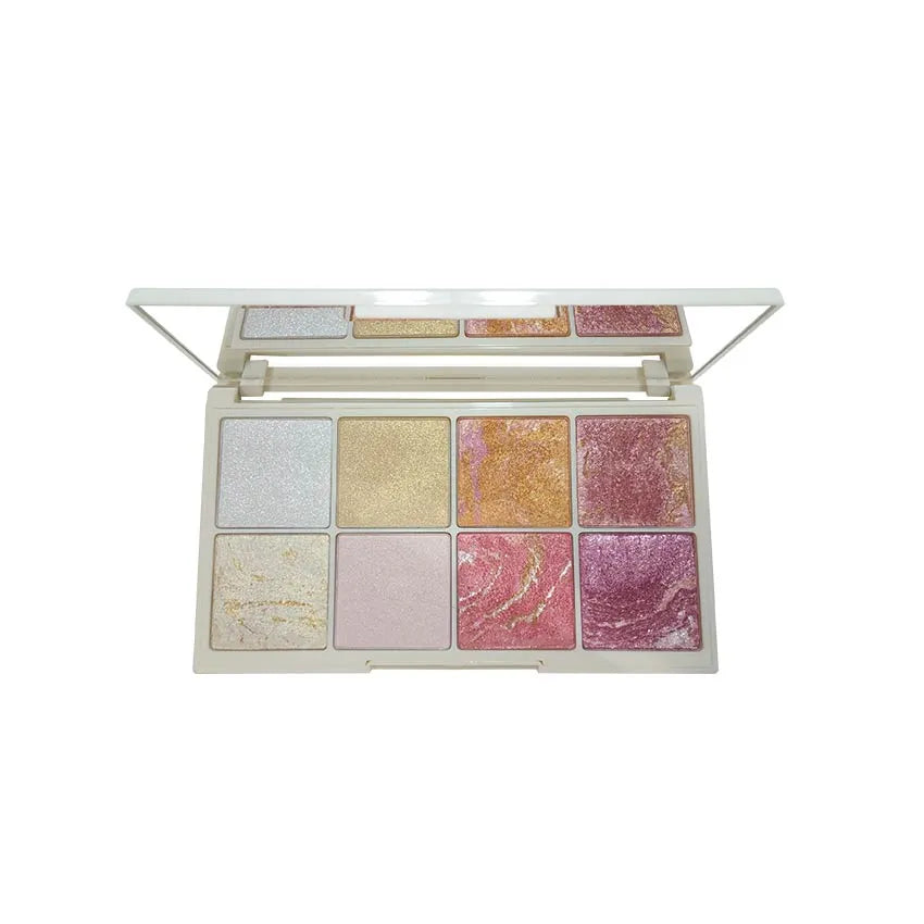 Glamorous Face 8 Colour Teracotta Blush & Shimmer Highlighter Kit (2 Groups)