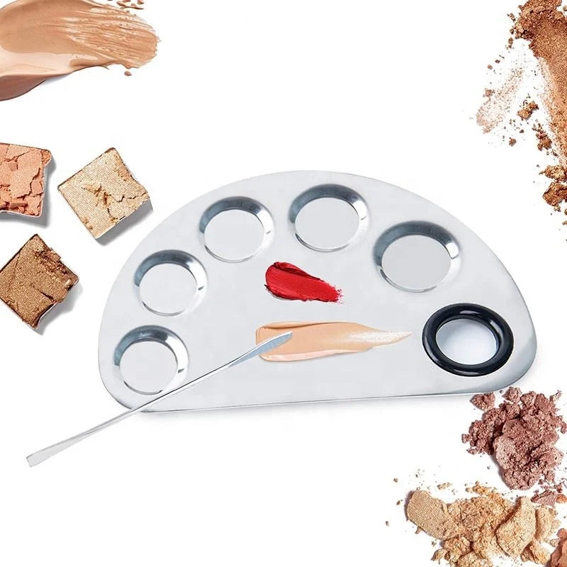 Pro Stainless Steel Cosmetic Makeup Palette with spatula
