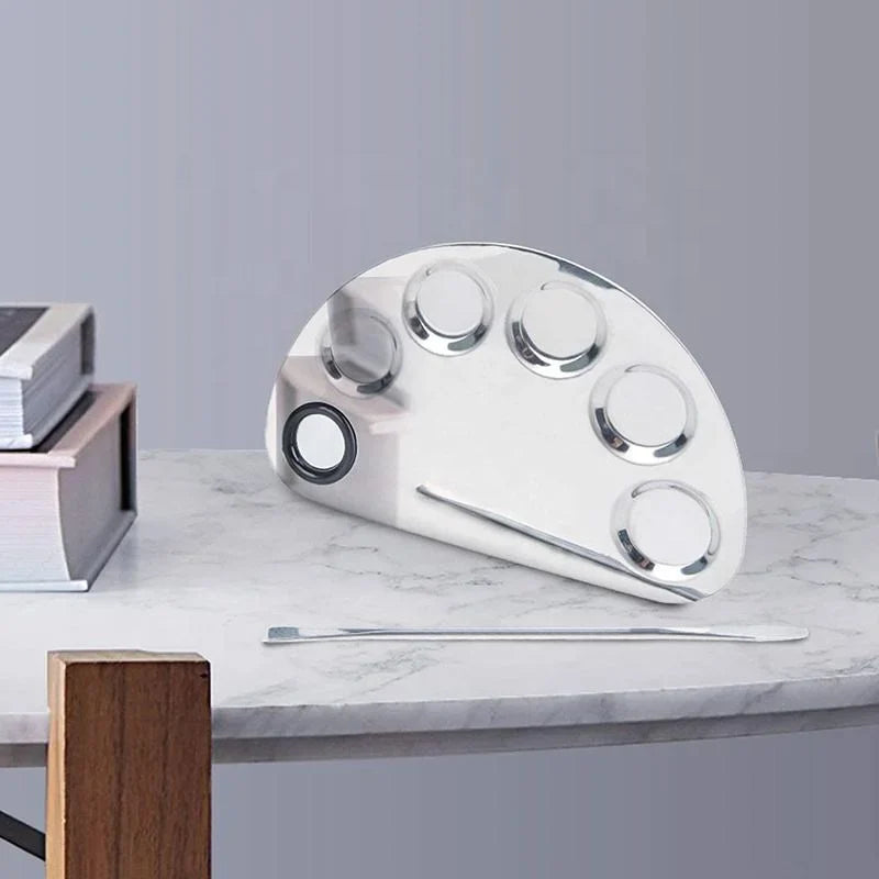 Pro Stainless Steel Cosmetic Makeup Palette with spatula