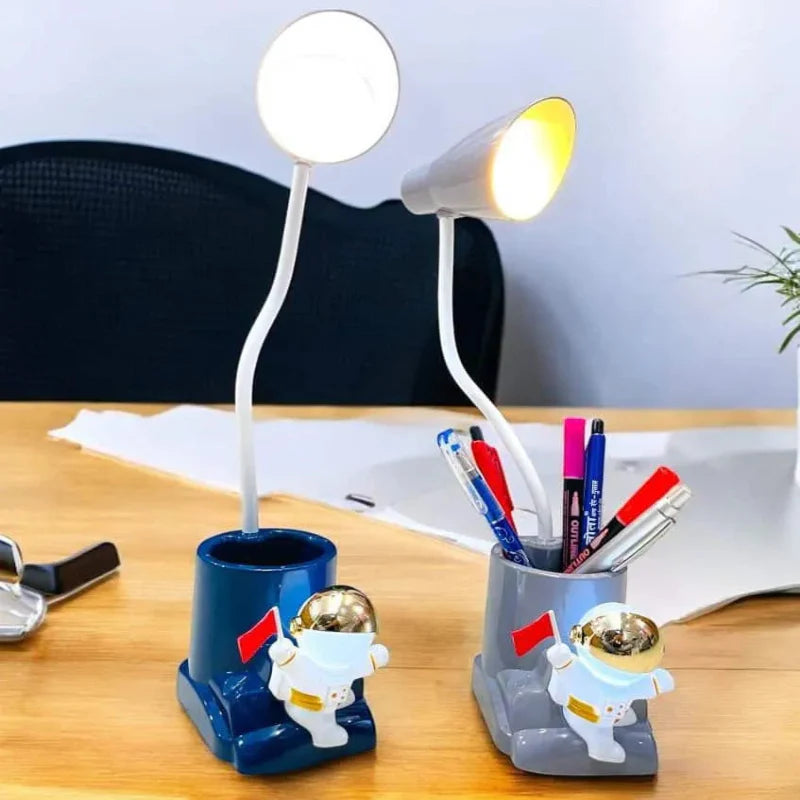 LED Desk Lamp with Penholder, Dual Light, Touch Control