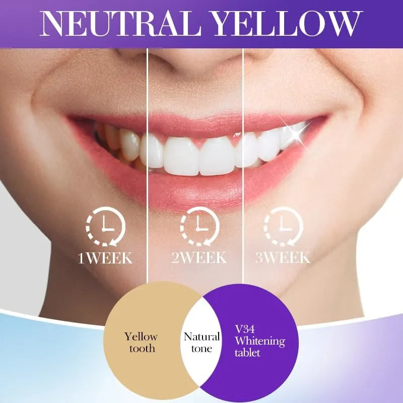 Sadoer V34 Remove Yellow Teeth stains Whitening Toothpaste Tablet - 30 tablets