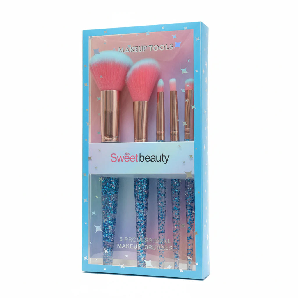 Sweet Beauty Glitter Makeup Brushes - 5 Pcs
