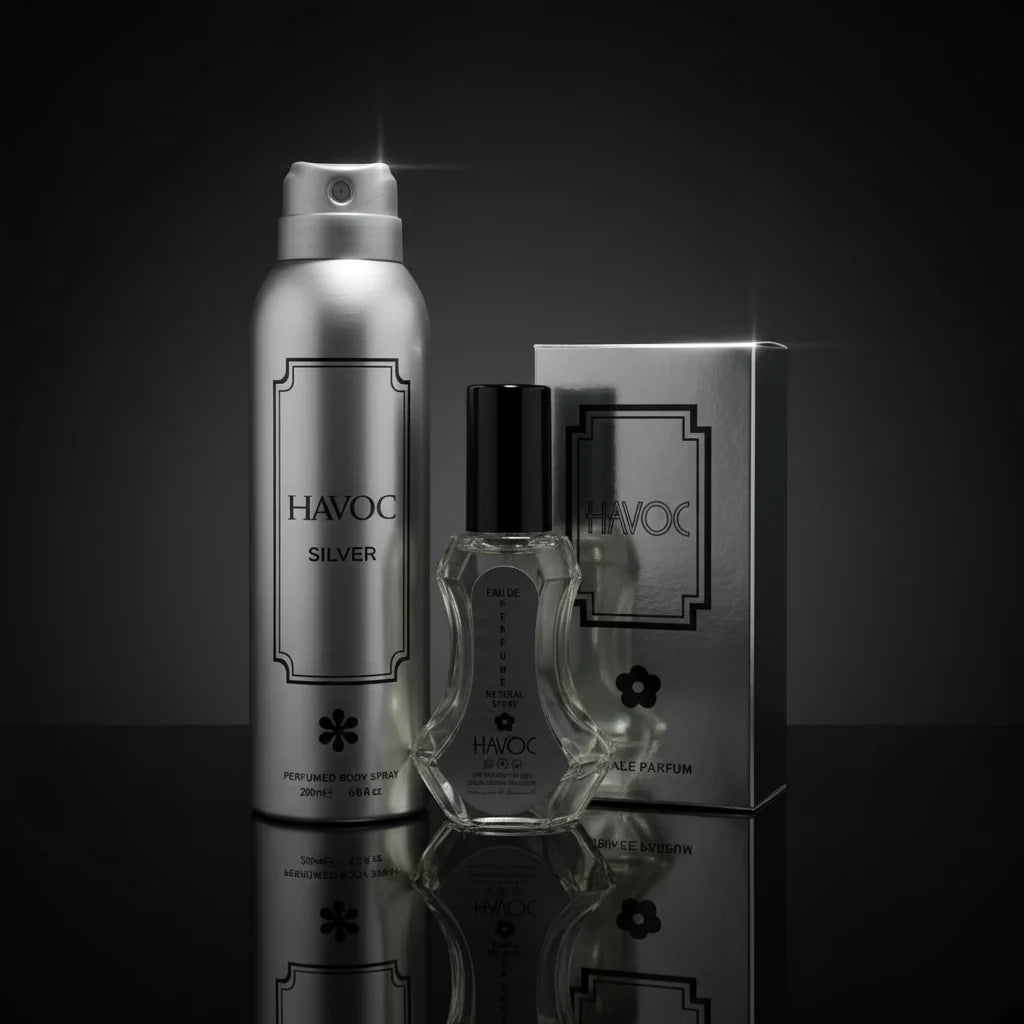 Havoc Silver – 2‑Piece Fragrance Deal 200ml Body Spray + 35ml Perfume