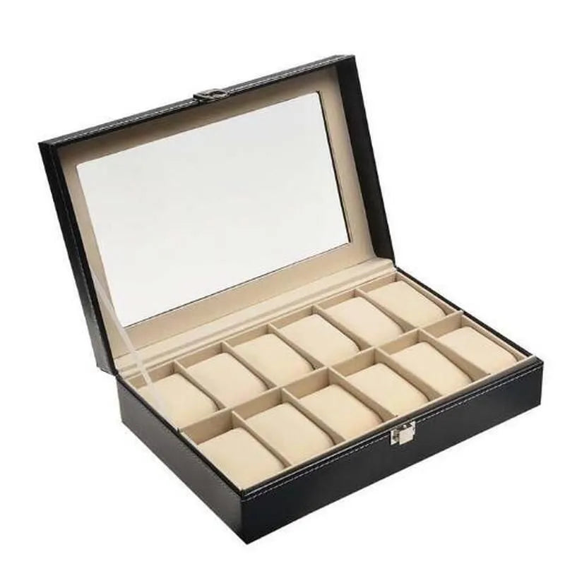 12 Slot  Storage Box – Elegant Leather Case for Collection
