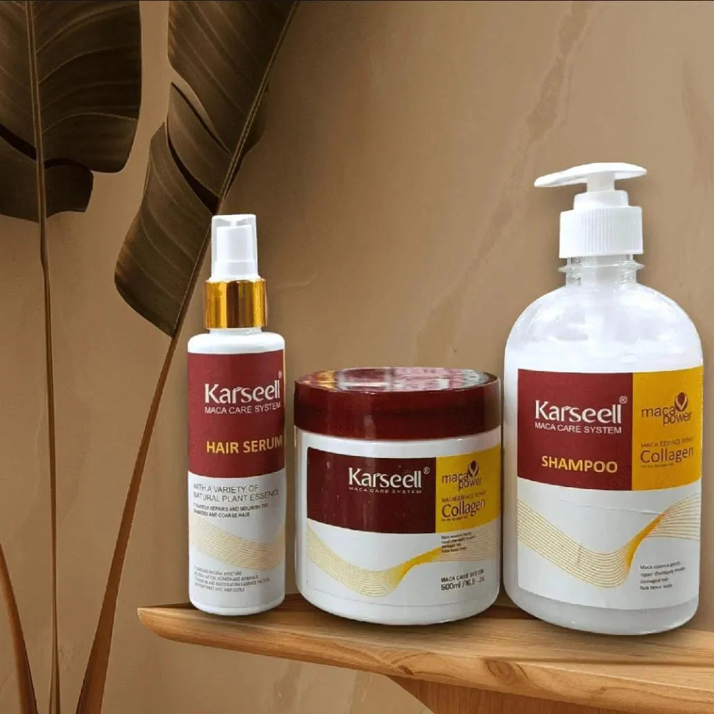 Karseel 3‑in‑1 Hair Treatment Set – 500 g Mask, 500 ml Shampoo, 100 ml Serum