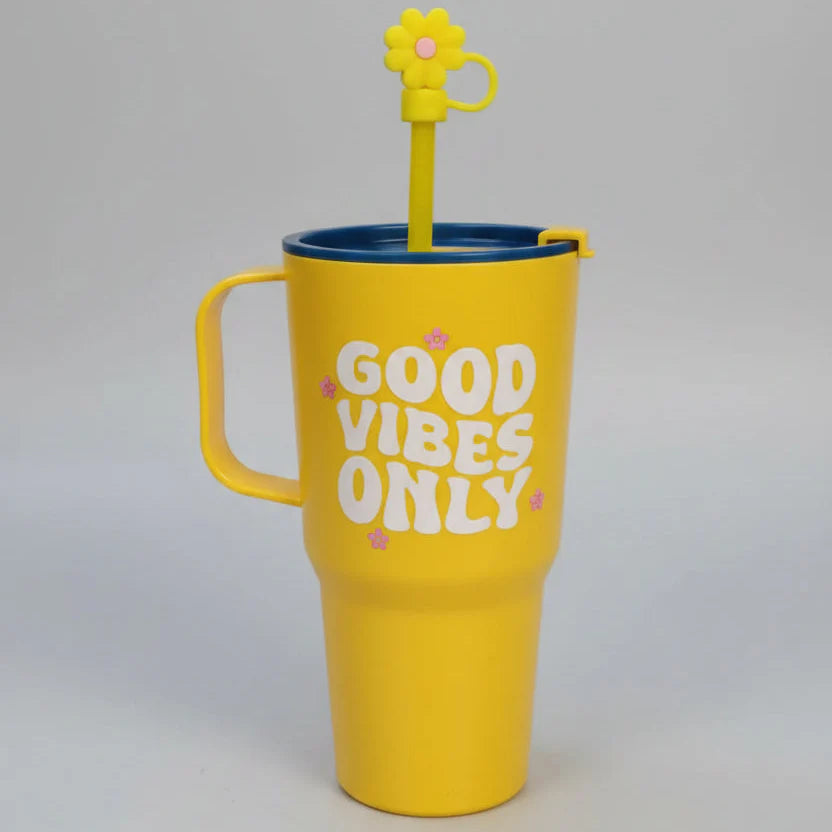 Plastic Printed Dip and Drink Straw Tumblers