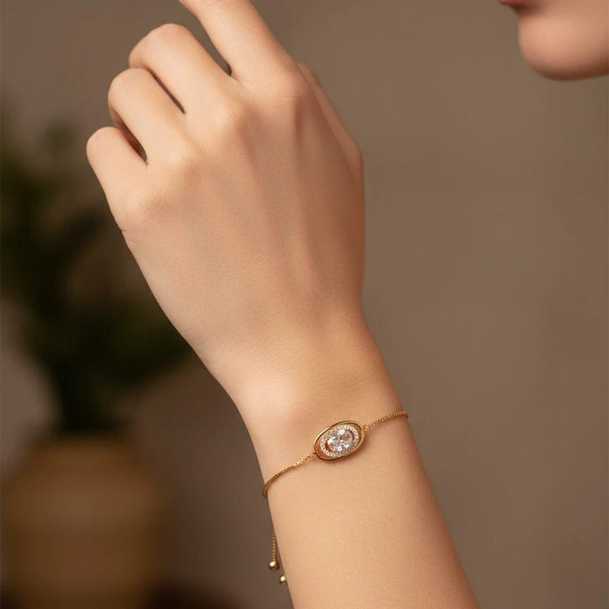 Oval Crystal Charm Bracelet
