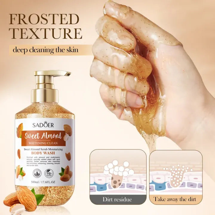 Sadoer Sweet Almond Scrub Moisturising Body Wash – 500ml