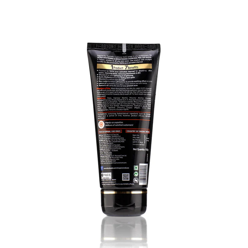 VLCC 7X Ultra Whitening and Brightening Charcoal Peel Off Mask - 100ml