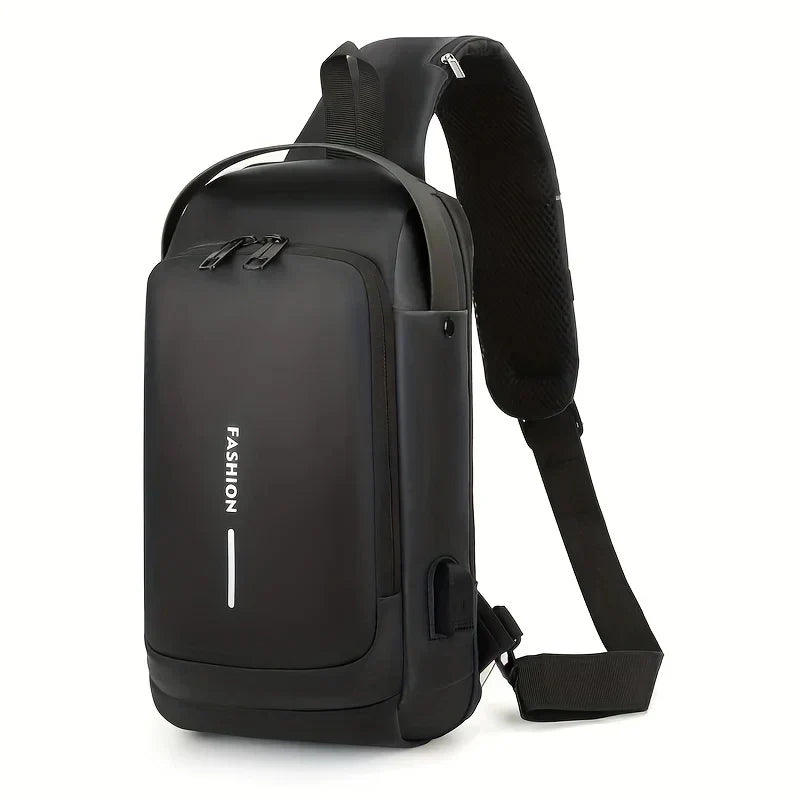 Men Anti Theft, USB Charging, Crossbody Short Travel Sling Bag Pack