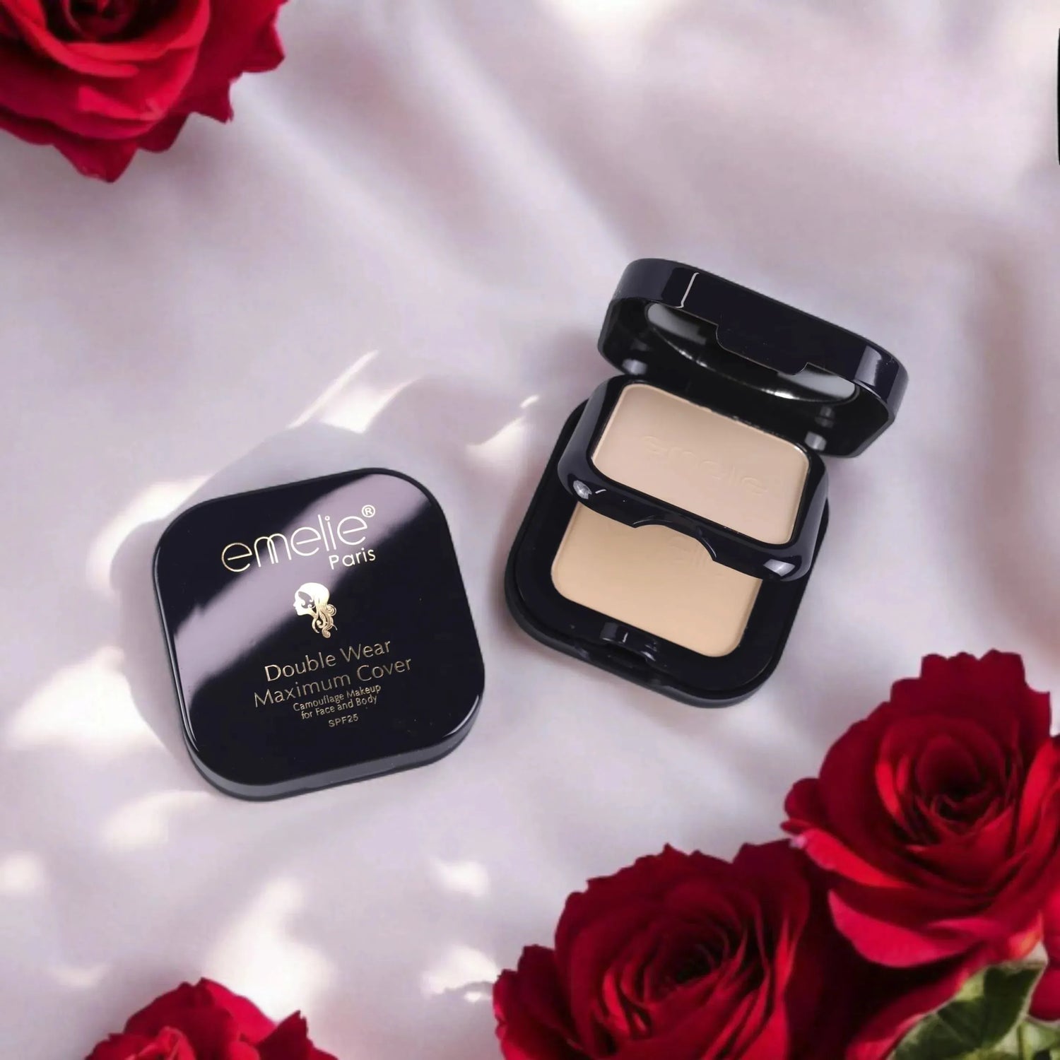 Emelie Double Wear Maximum Cover Pressed Powder