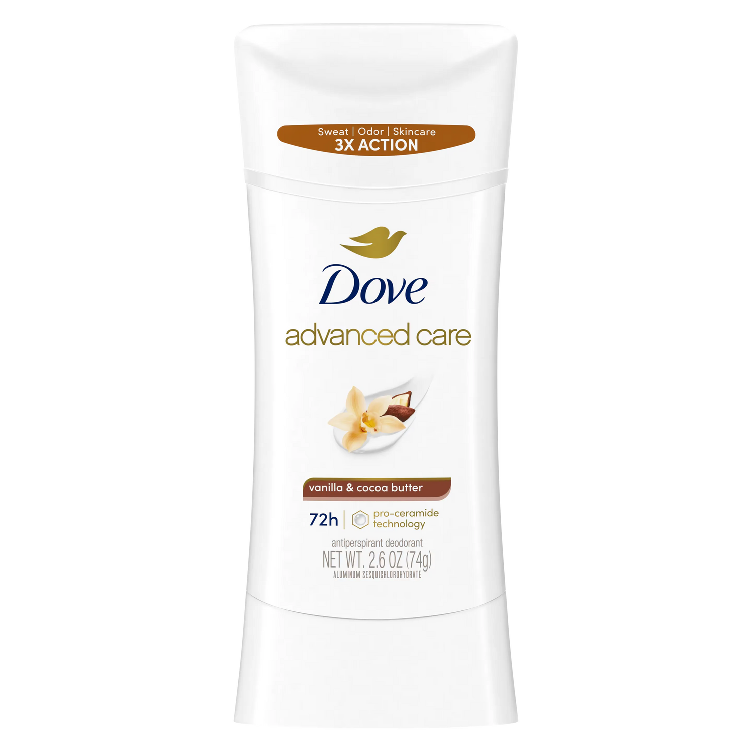 Dove Advanced Care Vanilla & Cocoa Butter Antiperspirant Deodorant Stick 74g