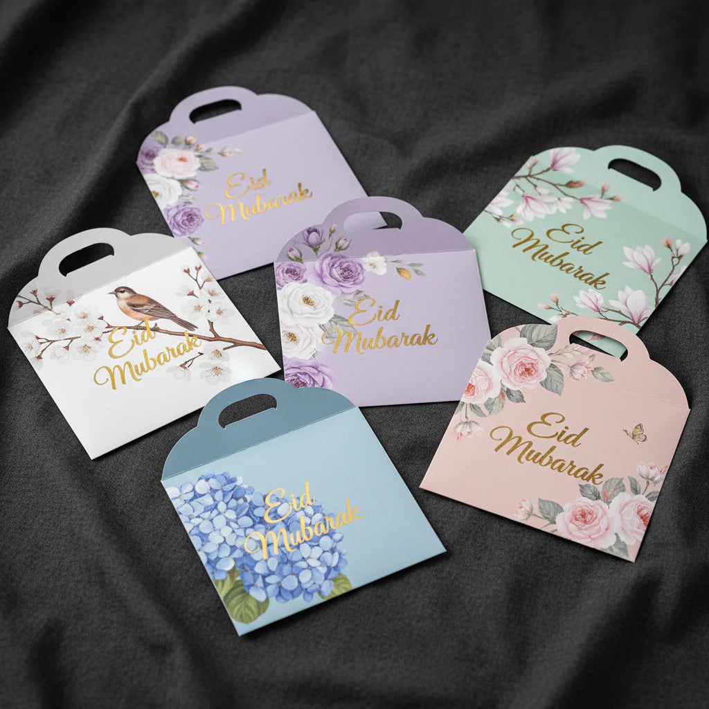 Premium Floral Eidi Envelopes – Elegant Eid Mubarak Money Envelopes Pack of 10
