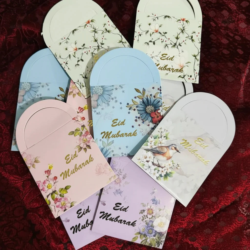 Premium Floral Eidi Envelopes – Elegant Eid Mubarak Money Envelopes Pack of 10