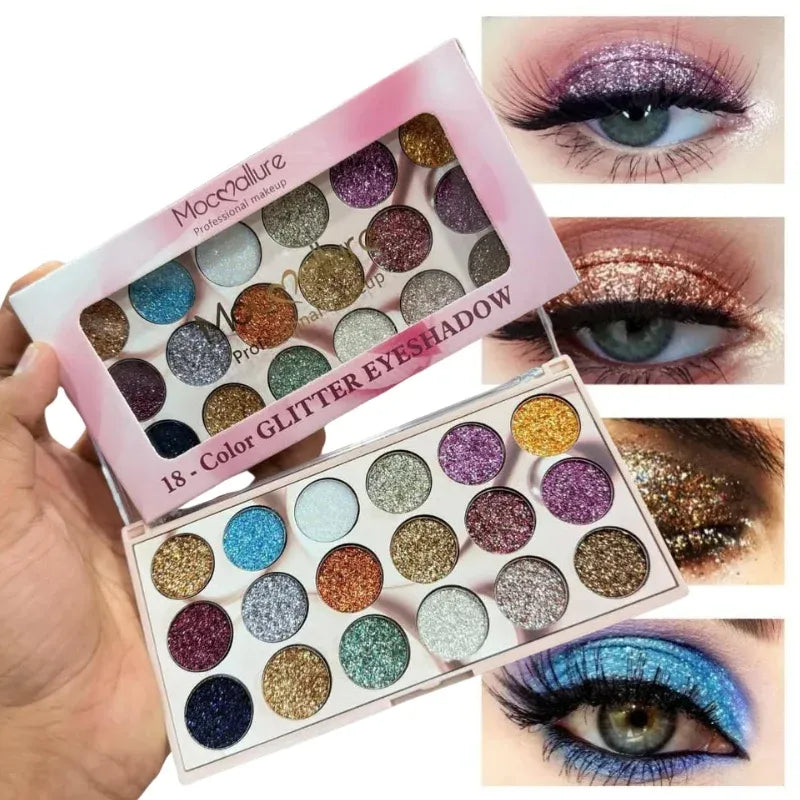 Mocallure Glitter Eyeshadow Palette -  18 Colors