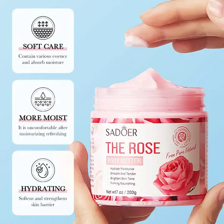 Sadoer Exfoliating Body Butter Cream Lotion Rose - 200g