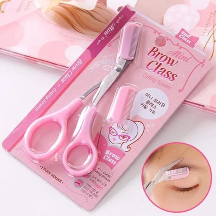 Stainless steel women's eyebrow scissors with eyebrow comb